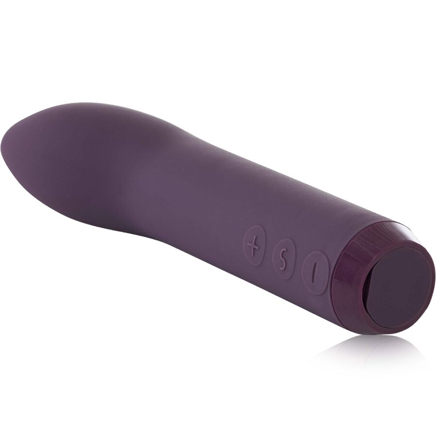 Mini vibromasseur bullet courbé point G et clitoris violet — vue de profil