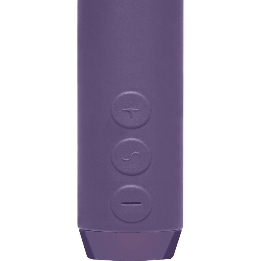 Mini vibromasseur bullet courbé point G et clitoris violet — détail texture surface