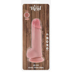 Boite Get Real Toy Joy du dildo extra epais 25 cm a testicules, packaging bois illustrant le gode chair realiste a gland et ventouse, gamme silicone double densite.