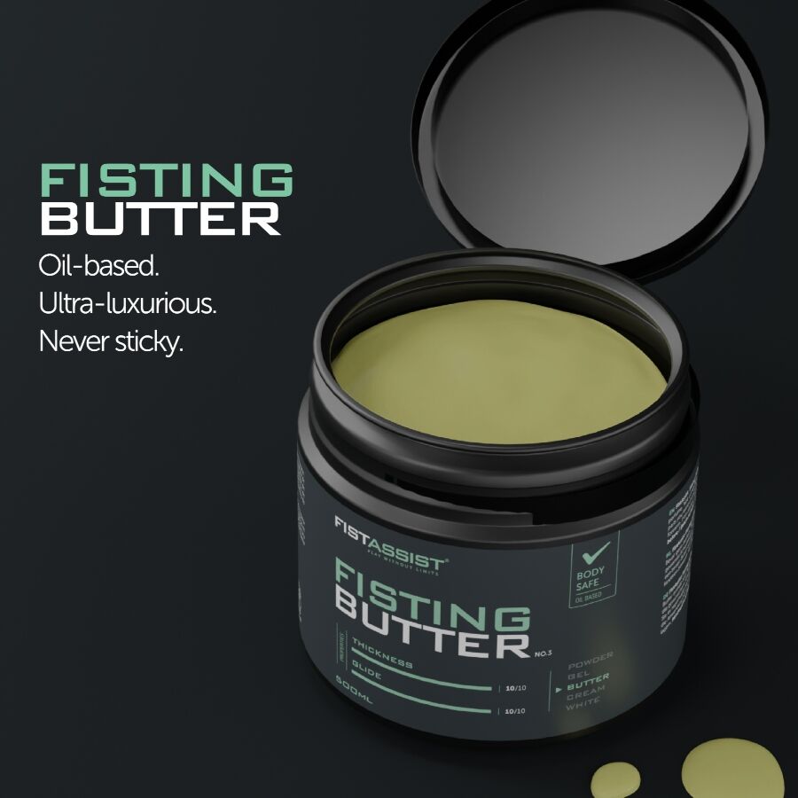 Beurre lubrifiant base huile pour jeux intenses Fist Assist — vue de profil