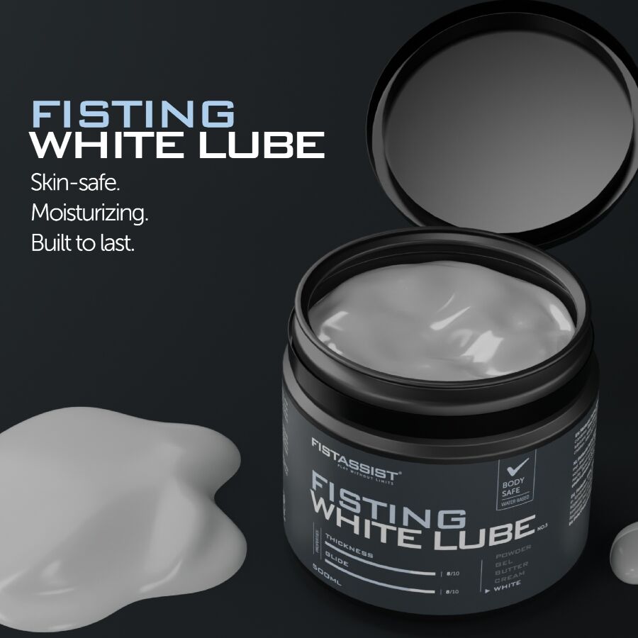 Gel lubrifiant blanc extra-épais base eau Fist Assist — vue de profil