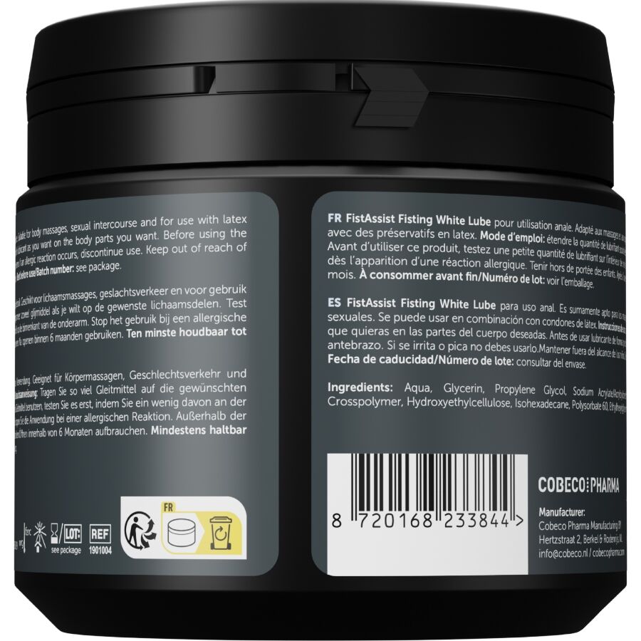 Gel lubrifiant blanc extra-épais base eau Fist Assist — détail produit