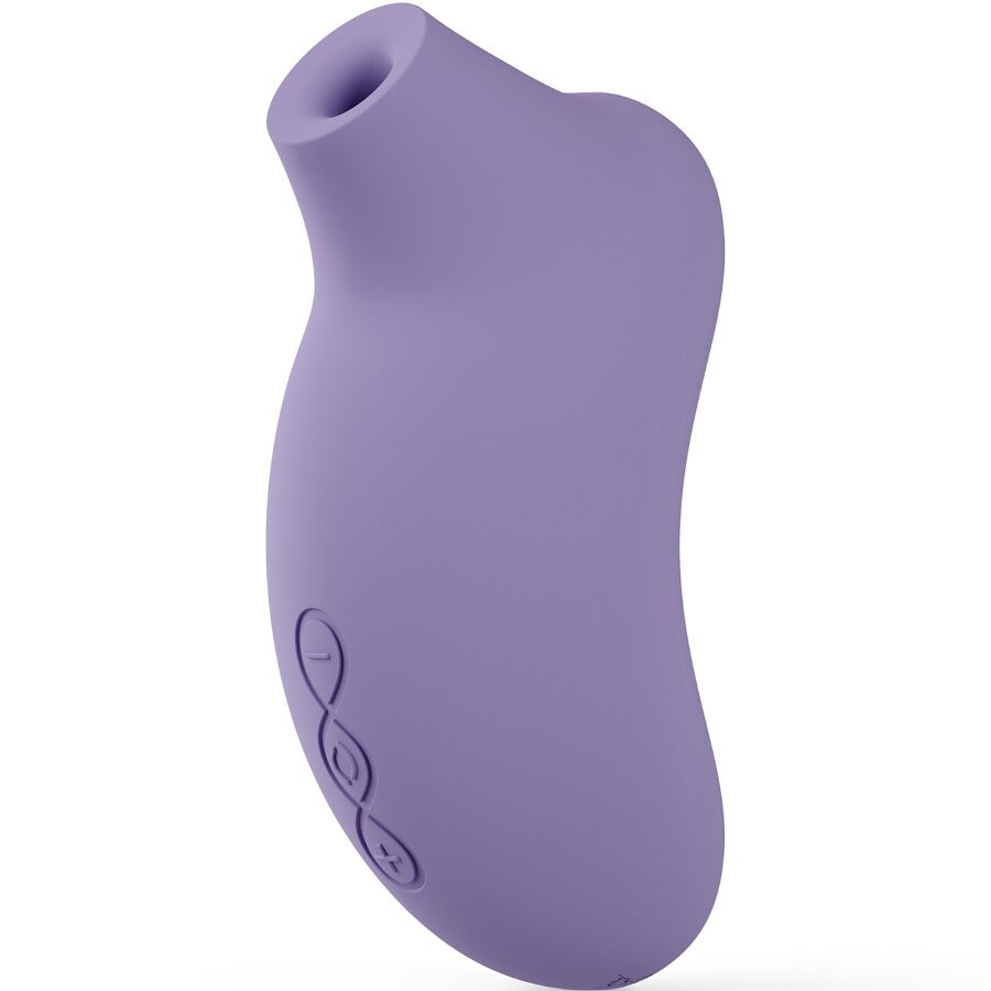 Stimulateur clitoridien sonique Sona 3 lilas vu de dos, coque lisse en silicone et embout creux discret, masseur Lelo etanche et rechargeable par USB.