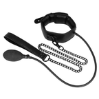 Collier de soumission gonflable avec chaîne — détail texture surface