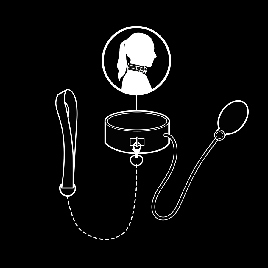 Collier de soumission gonflable avec chaîne — vue de profil