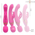 Vibromasseur lapin et baguette deux-en-un — comparatif dimensionnel