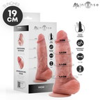 Boite Mr Intense d'un gode realiste 19 cm avec produit a cote, diametres etages de 3 a 4,5 cm et pictos silicone supersoft, flexible et ventouse.