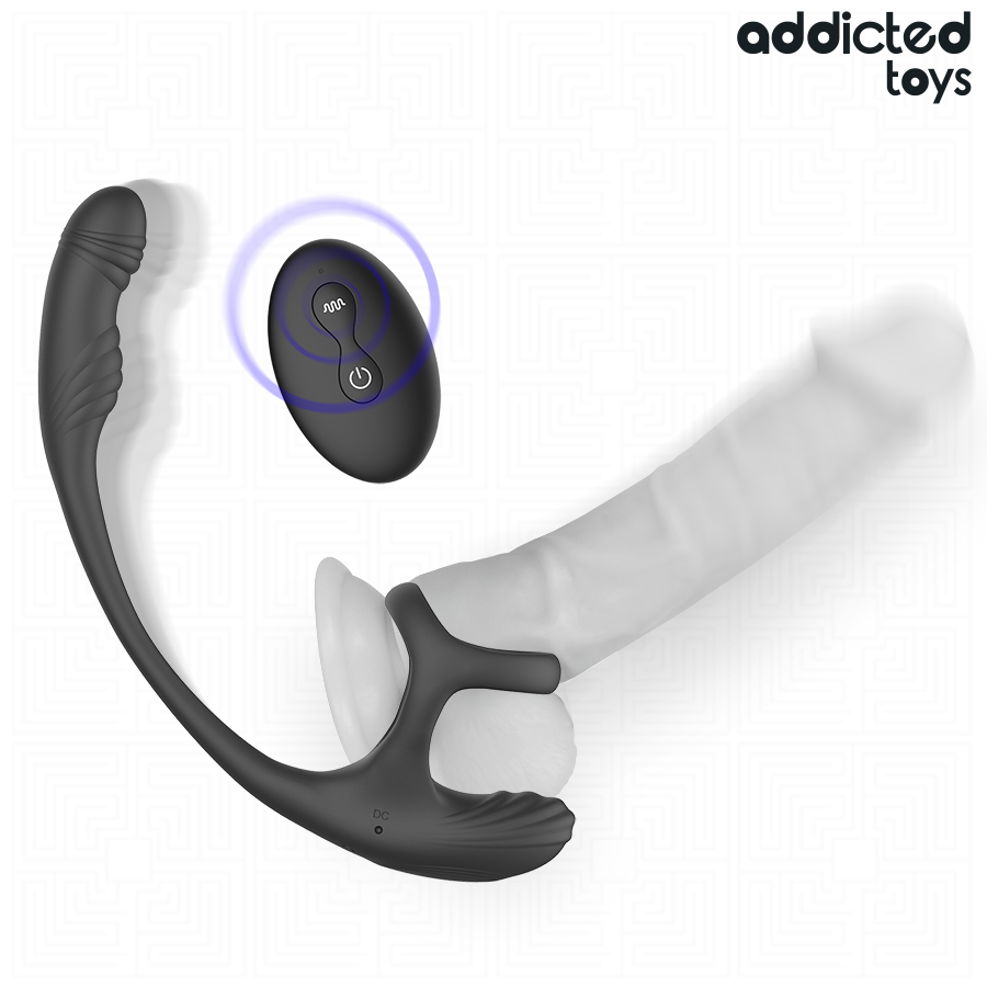 Plug anal vibrant avec anneau et stimulateur de testicules — vue de profil