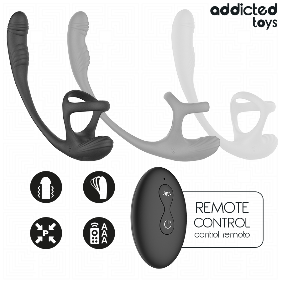 Plug anal vibrant avec anneau et stimulateur de testicules — vue de dos