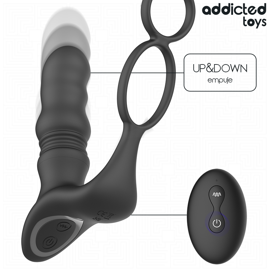 Masseur prostatique à poussée et vibration — détail texture surface