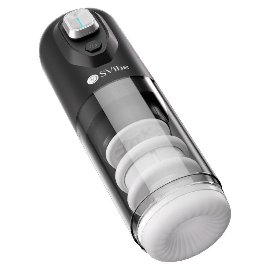 Masturbateur vibrant Ikon Spark à poussée et rotation — vue de dos