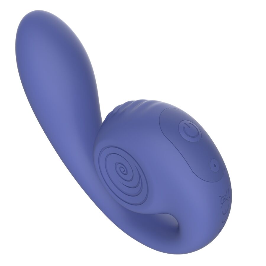 Vibromasseur point G et clitoris double moteur en silicone — vue de profil