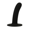 Plug anal Ohmama noir en silicone, forme incurvee avec base ventouse evasee