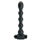 Plug anal Mr Play a billes graduees en silicone noir avec embout vibrant amovible, structure perlee progressive pour une insertion confortable et une stimulation anale douce