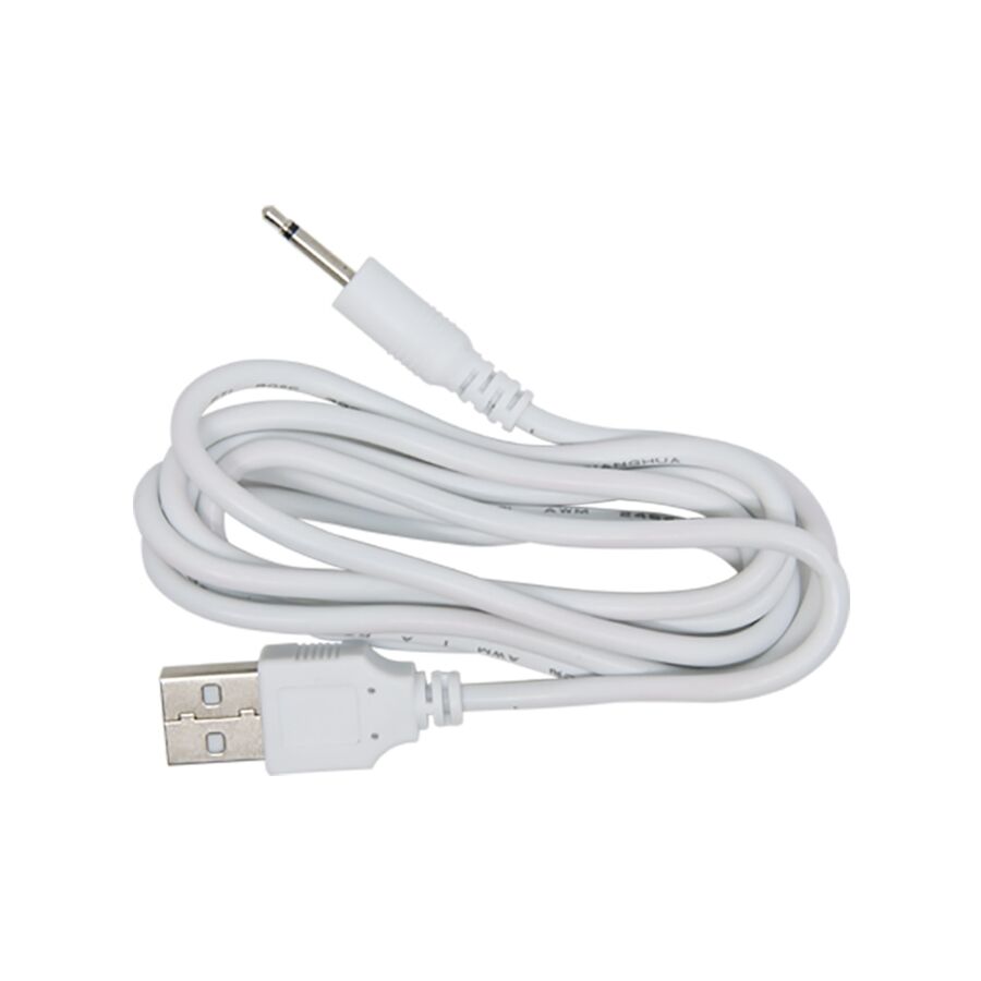 Cable de charge USB blanc du plug anal Mr Play, connecteur magnetique a une extremite et prise USB a l'autre pour recharger ce stimulateur anal en silicone