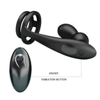 Plug anal et anneaux peniens Mr Play en silicone noir avec telecommande, bouton vibration on/off signale, ensemble vibrant pilote a distance pour le couple