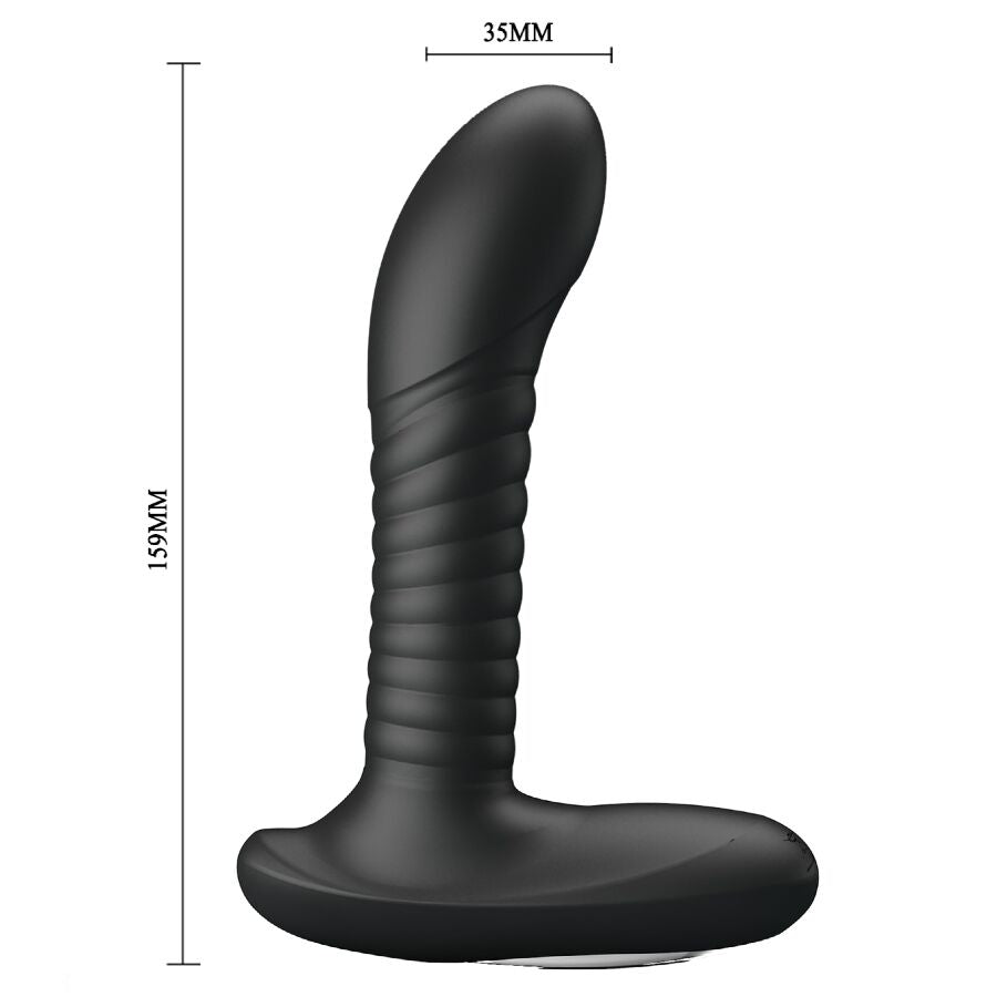 Masseur de prostate rotatif et vibrant — détail texture surface