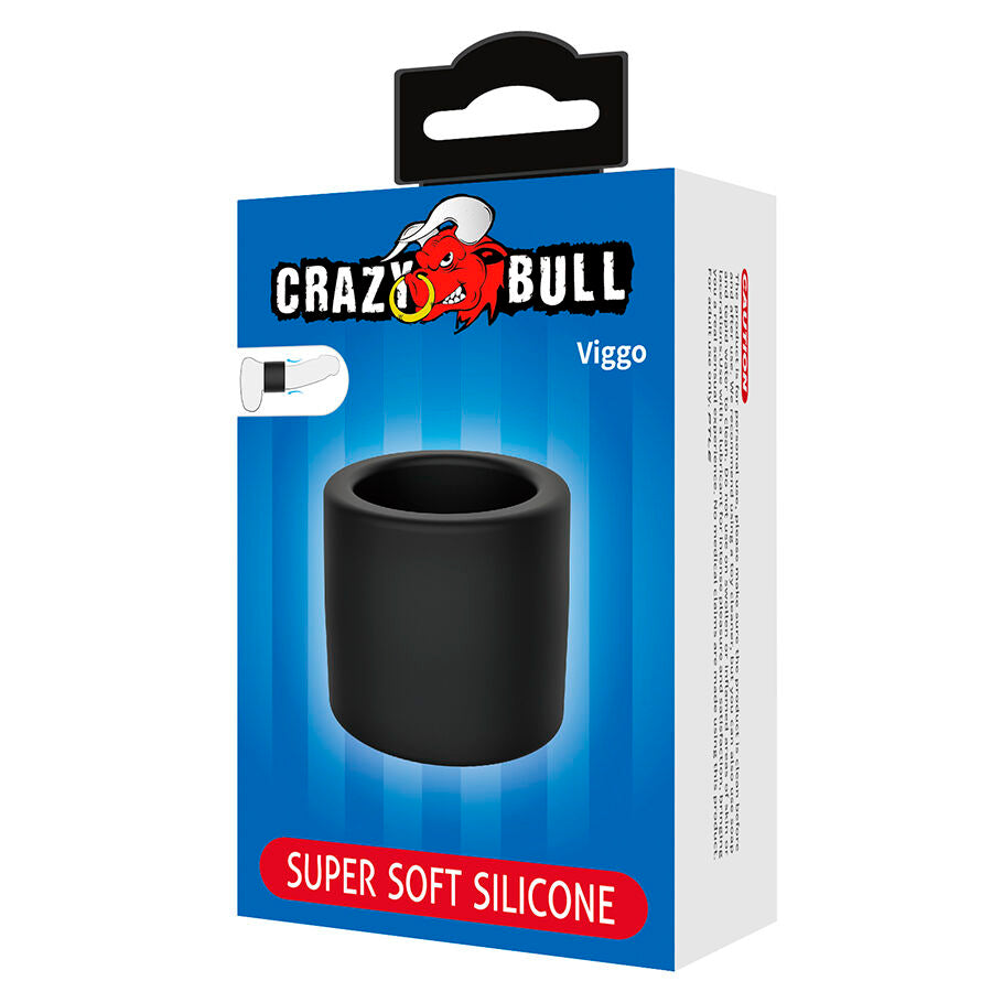 Boite Crazy Bull Viggo super soft silicone montrant la gaine penienne tube noire, packaging bleu sobre sans anatomie realiste ni scene sexuelle.