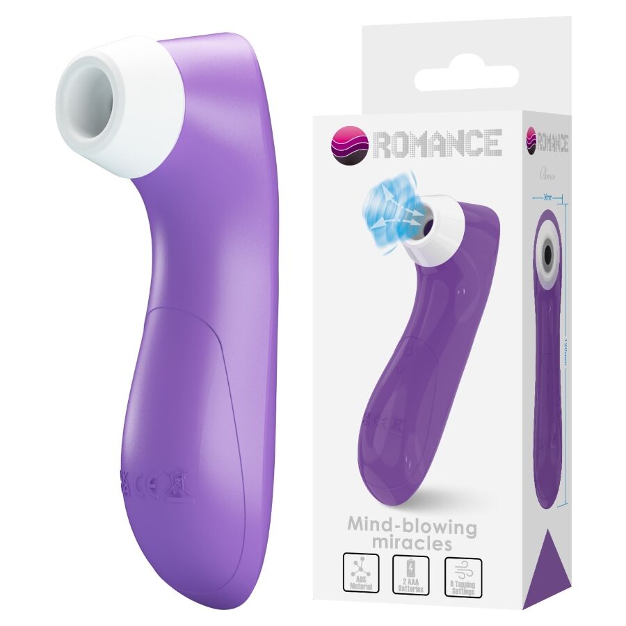 Stimulateur clitoridien Romance violet avec sa boîte, succion et pulsation à 8 intensités