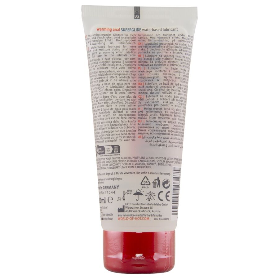 Lubrifiant chauffant à base d'eau pour plaisir anal 100 ml — détail produit