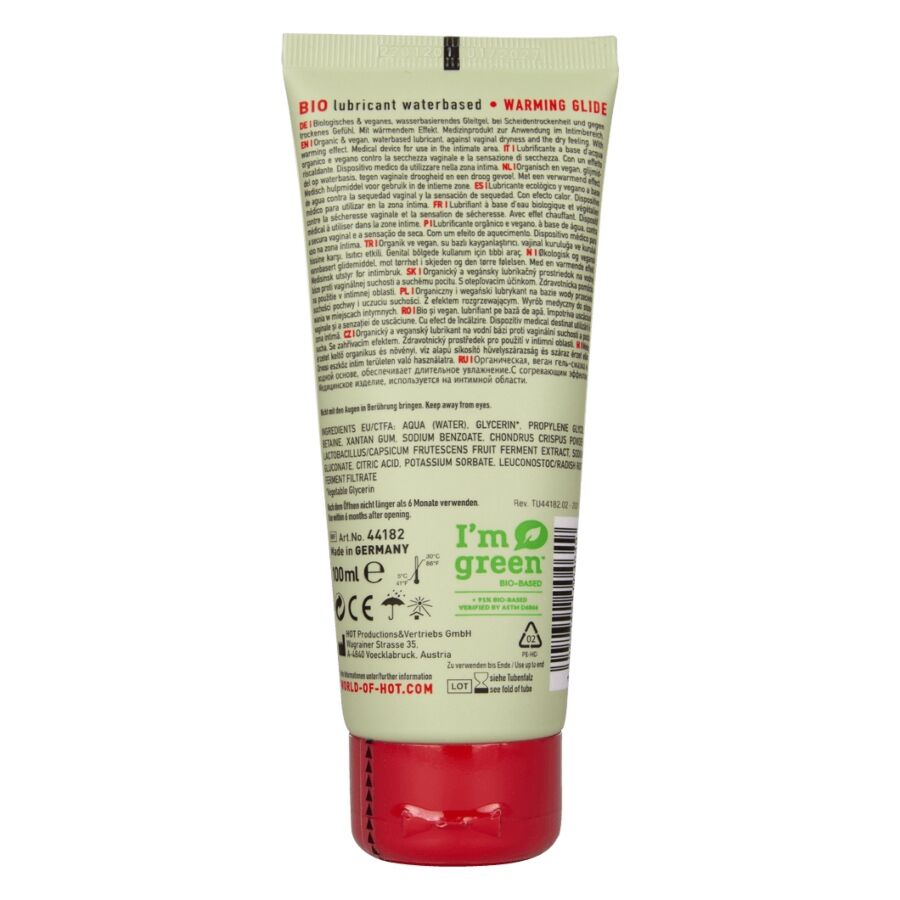 Lubrifiant chauffant base eau bio 100 ml — détail produit