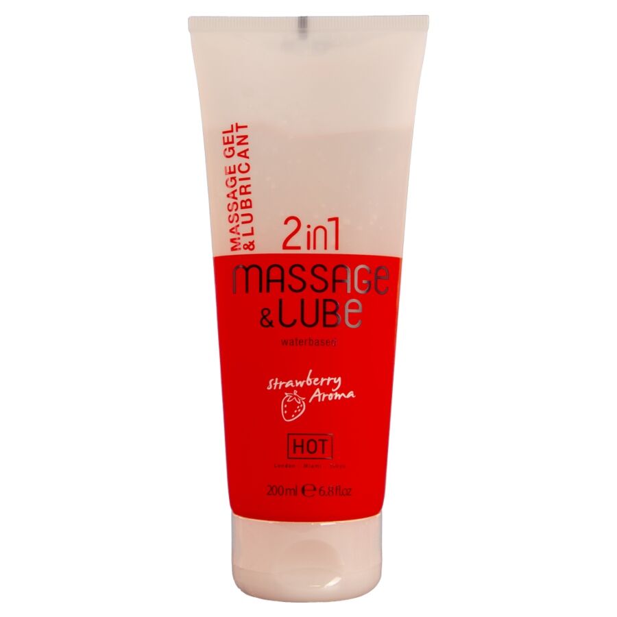 Gel de massage et de glisse 2 en 1 à la fraise 200 ml — vue principale