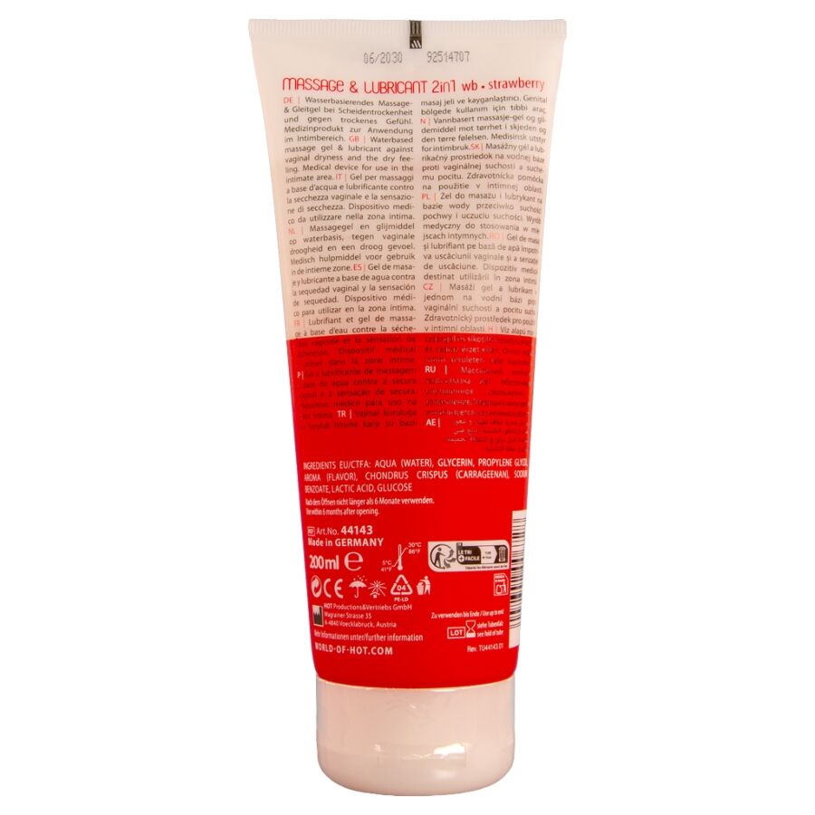 Gel de massage et de glisse 2 en 1 à la fraise 200 ml — détail produit