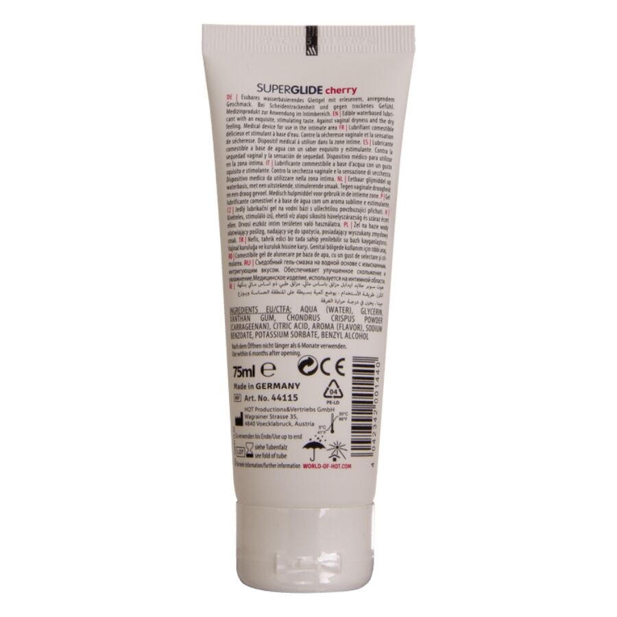 Lubrifiant gourmand comestible à la cerise 75 ml — détail produit