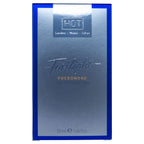 Etui bleu metallise Twilight Pheromone Men HOT 50 ml, lettrage argente et mention eau de parfum, packaging du parfum homme aux pheromones.