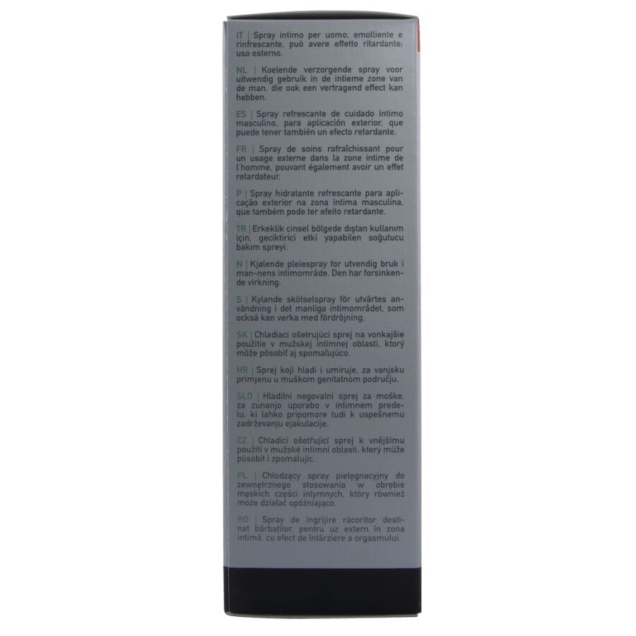 Spray retardant homme aux extraits rafraîchissants — emballage produit
