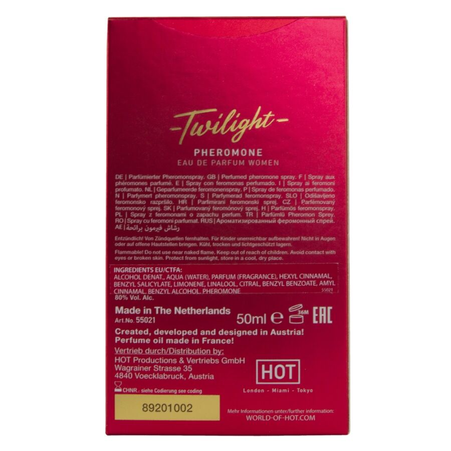 Parfum aux phéromones pour femme notes françaises 50 ml — vue de dos