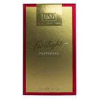 Etui dore borde de rouge Twilight Pheromone Women HOT 50 ml, lettrage cursif et mention eau de parfum, packaging du parfum femme aux pheromones.