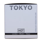 Flanc de la boite Tokyo Urban Man Hot avec adresse du site de production, parfum homme aux pheromones de 30 ml a la signature urbaine.