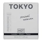 Etui clair du parfum Tokyo Sensual Woman 30 ml Hot aux pheromones, gamme London Miami Tokyo, eau de parfum feminine florale fruitee.
