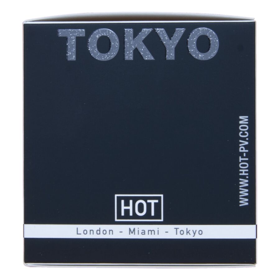 Boite bleu nuit Tokyo Sensual Woman Hot avec adresse web, parfum femme aux pheromones de 30 ml aux notes florales et fruitees.