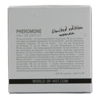 Verso de l'etui Dubai Woman Hot avec notice pheromones et adresse du site, eau de parfum feminine orientale a la vanille bourbon, 30 ml.