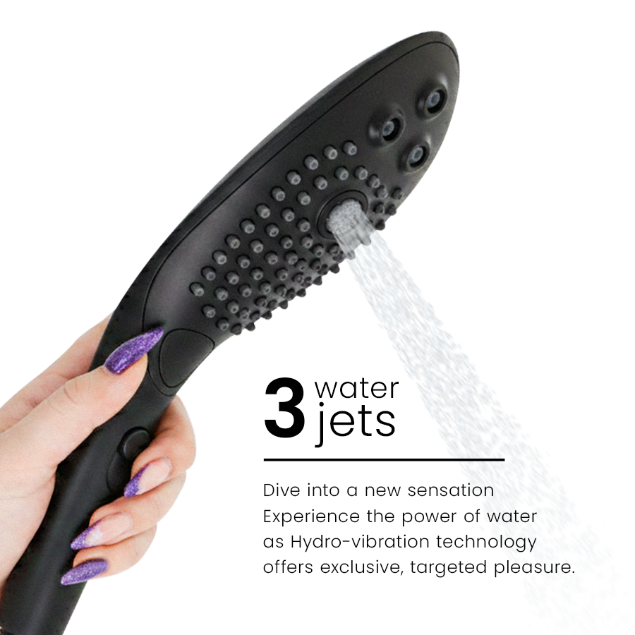 Pommeau de douche Womanizer Wave noir avec ses trois jets d’eau