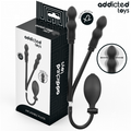 Emballage noir Addicted Toys du plug anal double gonflable modele 1, montrant les deux plugs relies a une poire de gonflage unique (Double Inflator x2)