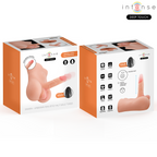 Boite Intense Deep Touch du torse masculin Damien montrant le gode realiste en photo, packaging orange avec pictogrammes et telecommande, fonctions poussee et vibration.