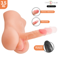 Torse masculin Damien en silicone TPE avec gode realiste a gland et testicules, pictogrammes vibration forte et thrusting, telecommande, mouvement de va-et-vient motorise.