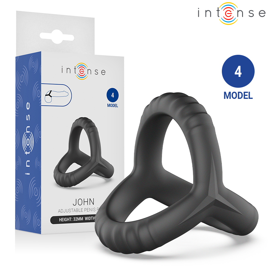 John anneau triple ajustable — packaging et rendu du produit avec pastille modèle 4 et schéma de port