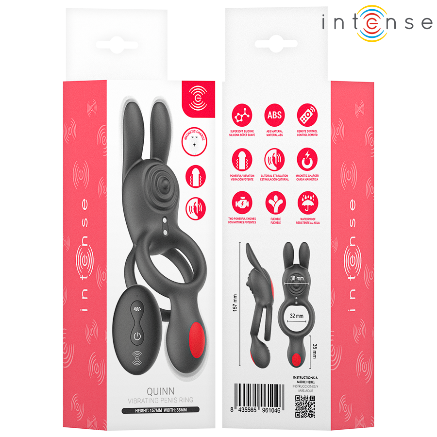 Anneau vibrant lapin pour couple télécommandé — vue de dos