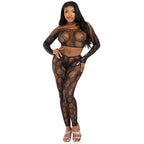 Ensemble crop top et legging résille motif python — vue de dos