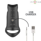 Jerome anneau pénis vibrant réglable — gros plan sur le bouton marche/arrêt et le port de charge magnétique avec câble USB
