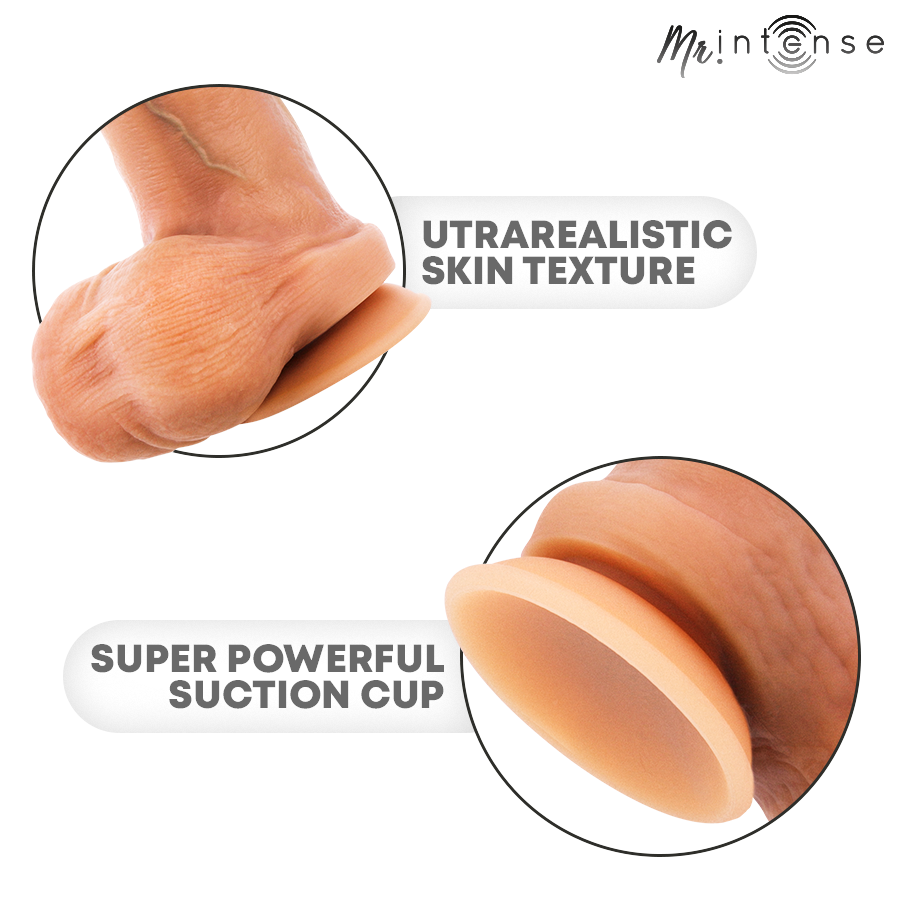 Bruce M gode en silicone avec testicules — gros plans texture de peau réaliste et ventouse puissante