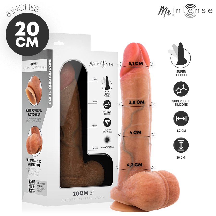 Gary Gode Réaliste Silicone avec Testicules Intense — vue de profil