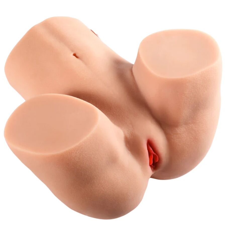 Masturbateur buste fessier feminin Hidden Desire en TPR, vue trois-quarts montrant les fesses galbees et l'orifice vaginal, conçu pour la position de la levrette avec fonction traite.