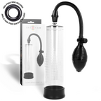 Boite Intense Clear Penis Pump et sa pompe a cylindre transparent, tuyau et poire de pompage, anneau penien offert, dispositif d'aspiration pour developper l'erection.
