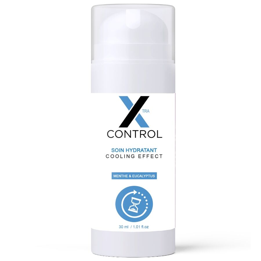 Flacon pompe Crème X Control seul, vue de face, packaging blanc et bleu