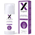 Flacon pompe et boîte Xtra Tight, soin hydratant raffermissant, packaging blanc et violet, vue de face côte à côte